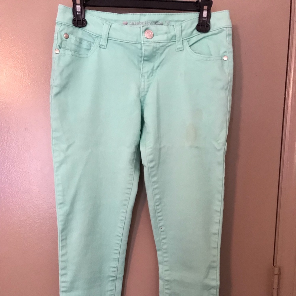 Teal skinny jeans